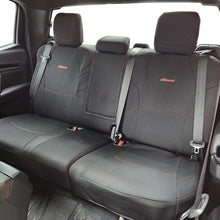 Load image into Gallery viewer, PRE-MADE BUNDLE Wetseat Neoprene Tailored Seat, Headrest &amp; Console Covers for Isuzu D-Max Dual Cab Dual Cab 07/2020-2023 Black with Red Stitching
