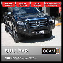 Load image into Gallery viewer, OCAM Deluxe Steel Bull Bar For GWM Cannon, 2020-Current &amp; OCAM 12K LBS Winch + 9' LED Spot Lights
