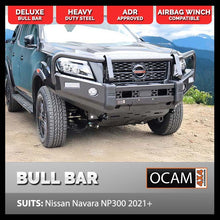 Load image into Gallery viewer, OCAM Deluxe Steel Bull Bar for Nissan Navara NP300 03/2021+, Winch Compatible
