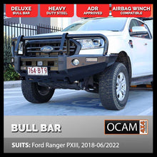 Load image into Gallery viewer, OCAM Deluxe Steel Bull Bar for Ford Ranger PX MKIII 2018-06/2022 + 9' LED Spot Lights
