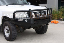 Load image into Gallery viewer, OCAM Deluxe Steel Bull Bar for Nissan Patrol GU 2004-16, OCAM 12k LBS Winch + 9' LED Spot Lights
