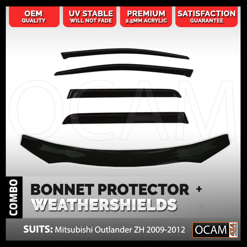 Bonnet Protector Weathershields For Mitsubishi Outlander ZH 2009-12 Visors