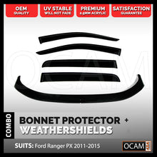 Load image into Gallery viewer, Bonnet Protector, Weathershields for Ford Ranger PX 2011-2015 Window Visors
