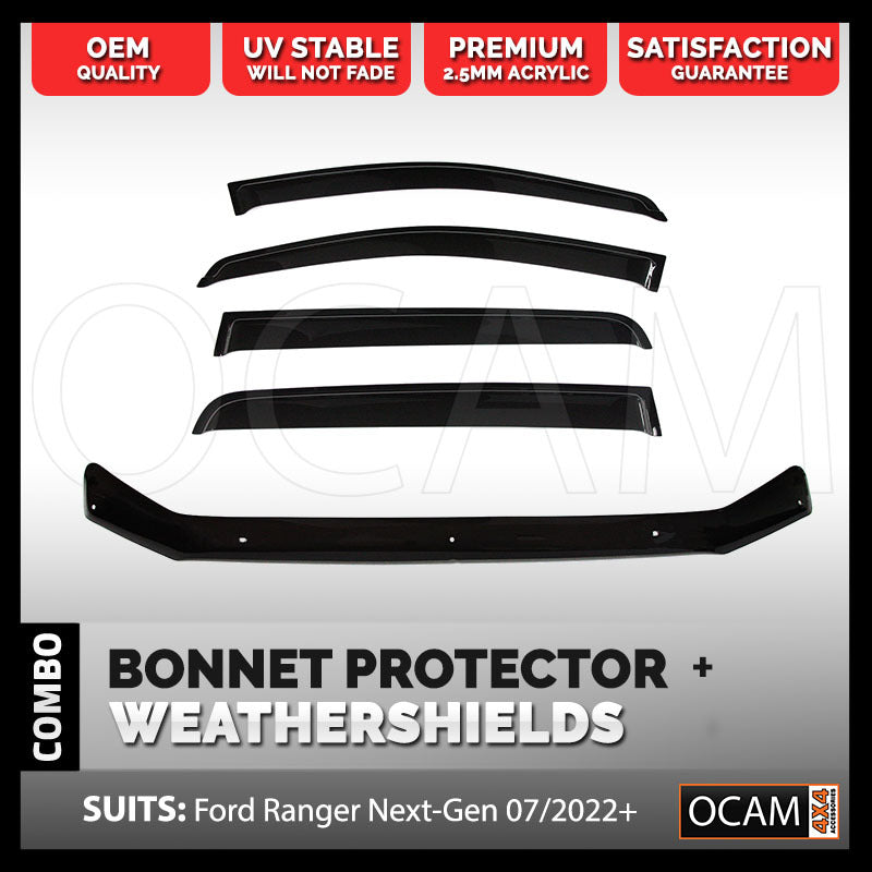 Bonnet Protector, Weathershields for Ford Ranger Next-Gen 07/2022+ Win ...