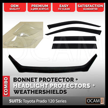 Load image into Gallery viewer, Bonnet, Headlight Protectors, Visors For Landcruiser Prado 120 Series
