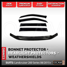 Load image into Gallery viewer, Bonnet, Headlight Protectors, Weathershields For Landcruiser 200 Series 08/2015-Current GXL ONLY
