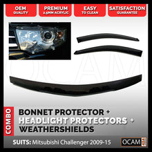Load image into Gallery viewer, Bonnet, Headlight Protectors, Visors for Mitsubishi Challenger 2009-15
