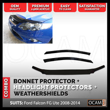 Load image into Gallery viewer, Bonnet Headlight Protectors Weathershields for Falcon FG-UTE 2008-14 XR XR6 XR8
