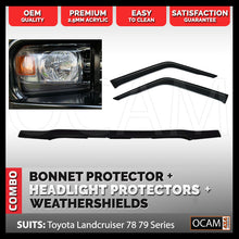 Load image into Gallery viewer, Bonnet &amp; Headlight Protectors &amp; Weathershields 2pc For Toyota Landcruiser 70 76 78 Series, 2017-10/2023
