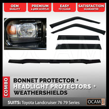Load image into Gallery viewer, Bonnet &amp; Headlight Protectors, Weathershields For Toyota Landcruiser 70 76 79 Series, 2007-16
