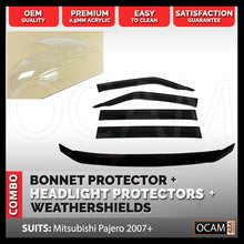 Load image into Gallery viewer, Bonnet, Headlight Protectors, Weathershields For Mitsubishi Pajero 2007-17

