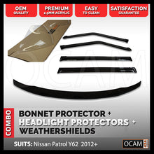 Load image into Gallery viewer, Bonnet, Headlight Protectors, Weathershields for Nissan Patrol Y62 2012-2019
