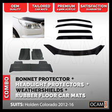 Load image into Gallery viewer, Bonnet &amp; Headlight Protectors Weathershields, Floor Mats for Colorado RG 2012-14
