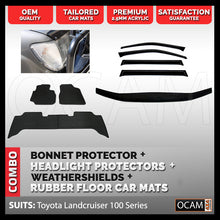 Load image into Gallery viewer, For Toyota Landcruiser 100 Series Bonnet Headlight Protectors, Weathershields Rubber Floor Mats
