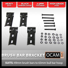 Load image into Gallery viewer, Brush / Scrub Bar Brackets Clamps, Suits 63mm brush bars to 49mm bull bar hoop
