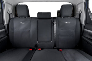 Front, 2nd & 3rd Row Bundle - Wetseat Neoprene Seat & Console Covers Black With Blue Stitching For Toyota LC80 Series Sahara
