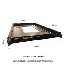 Load image into Gallery viewer, EvaKool Heavy Duty Fridge Slide Small Black Powder Coated Steel EKFS-SML
