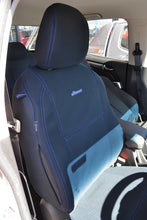 Load image into Gallery viewer, First Row Wetseat Tailored Neoprene Seat Covers for Nissan Navara NP300 01/2018-Current, Black With Blue Stitching
