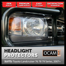 Load image into Gallery viewer, OCAM Headlight Protectors for Toyota Landcruiser 70, 76, 78, 79 Series, 2007-10/2023, Lamp Covers
