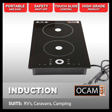 Load image into Gallery viewer, OCAM Double Induction Cooktop Built-in, Flush-mount, Portable 1500 + 1400W, Touch Control
