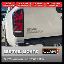 Load image into Gallery viewer, LED Tail Lights for Nissan Navara NP300 07/2015-02/2021 LH &amp; RH Side in Black
