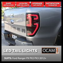 Load image into Gallery viewer, LED Tinted Tail Lights for Ford Ranger PX PXMKII PXMKIII, 2011-06/2022, PAIR
