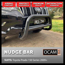 Load image into Gallery viewer, Nudge Bar for Toyota Prado 150 Series 2009-2021 Stainless Powder Coat Black Airbag Compliant

