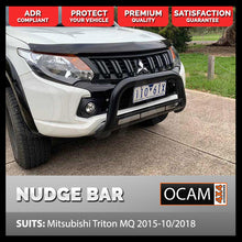 Load image into Gallery viewer, Nudge Bar For Mitsubishi Triton MQ 05/2015-10/2018 Airbag Compliant Stainless Powder Coat Black
