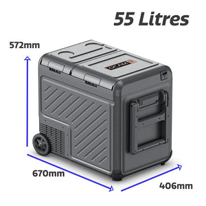 OCAM Explore 55 Litre Portable Camping Fridge Freezer, Dual Zone, 3-Year Warranty