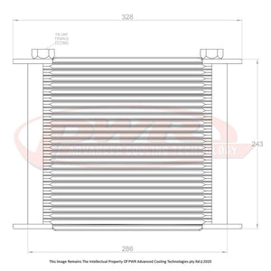 Engine Oil Cooler - Plate & Fin 280 x 256 x 37mm (28 Row) with 9" SPAL fan mounts
