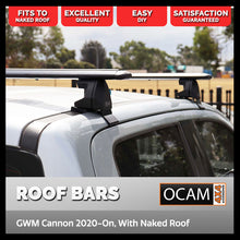 Load image into Gallery viewer, Aluminium Cross Bar Roof Racks for GWM Cannon 2020-On, Naked Roof, 1310mm, Black
