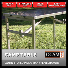 Load image into Gallery viewer, OCAM Stainless Steel Camping/Picnic Table, Adjustable Height, 950x430x25mm
