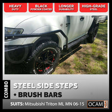 Load image into Gallery viewer, OCAM Steel Side Steps &amp; Brush Bars for Mitsubishi Triton ML MN 2006-04/2015
