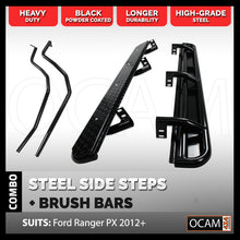 Load image into Gallery viewer, Side Steps &amp; Brush Bars for Ford Ranger PX PXMKII PXMKIII 2011-06/2022 Dual Cab 4WD
