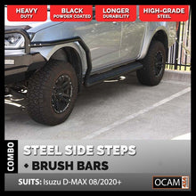 Load image into Gallery viewer, OCAM Heavy Duty Steel Side Steps &amp; Brush Bars for Isuzu D-MAX, 08/2020-Current
