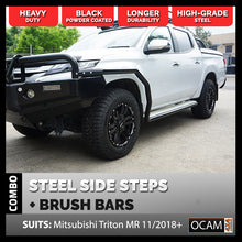 Load image into Gallery viewer, OCAM Heavy Duty Steel Side Steps &amp; Brush Bars for Mitsubishi Triton MQ MR 05/2015-2023
