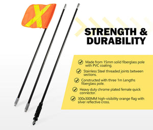 SAN HIMA 4WD Recovery Sand Flag Safety Flag Simpson Desert Quick Connector 3x1M