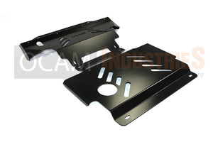 OCAM 2pce Steel Bash Plates For Nissan Navara D40 2011-15, 4mm Black, 445 x 480mm