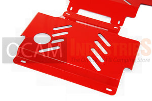 OCAM 2pce Steel Bash Plates For Nissan Navara D40 2011-15, 4mm RED, 445 x 480mm