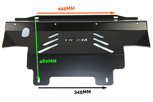 OCAM 2pce Steel Bash Plates For Nissan Navara D40 2011-15, 4mm RED, 445 x 480mm