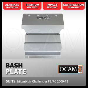 OCAM Steel Bash Plates For Mitsubishi Challenger PB PC 2009-15, Steel 4mm Silver