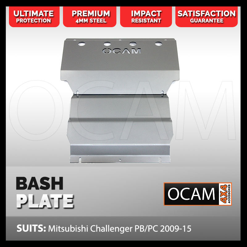 OCAM Steel Bash Plates For Mitsubishi Challenger PB PC 2009-15, Steel 4mm Silver