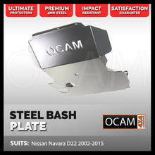 Load image into Gallery viewer, OCAM Steel Bash Plates For Nissan Navara D22 - 4mm Steel Silver
