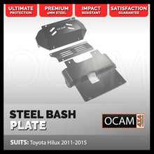 Load image into Gallery viewer, OCAM Steel Bash Plates For Toyota Hilux N70 2011-15 4mm, Silver 3 piece
