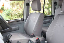 Load image into Gallery viewer, Second Row Wetseat Neoprene Seat &amp; Headrest Covers for Toyota Landcruiser 76 Series 10/1999-Current, Mid Grey With Blue Stitching
