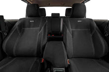 Load image into Gallery viewer, Front, 2nd &amp; 3rd Row Bundle - Wetseat Neoprene Seat &amp; Console Covers Black With Blue Stitching For Toyota LC80 Series Sahara
