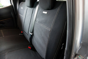 3rd Row Tailored Wetseat Neoprene Seat & Headrest Covers for Nissan Patrol Y62, (ST-L, Ti) 12/2012-Current, Black With Blue Stitching