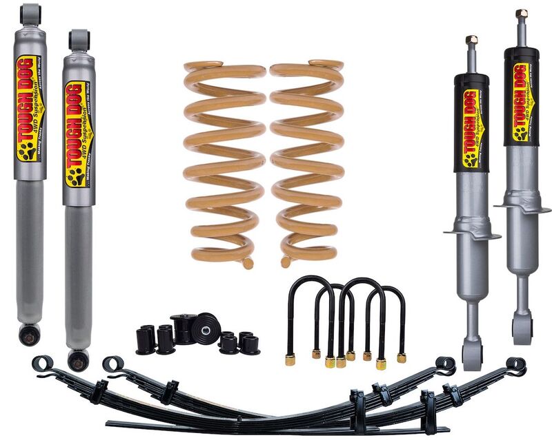 Tough Dog Lift Kit for Holden Colorado RG 11/2011-05/2016: No Bullbar/Alloy Bullbar, Shocks: 40mm Adjustable,Unassembled, Rear: Heavy 500Kgs+ Constant