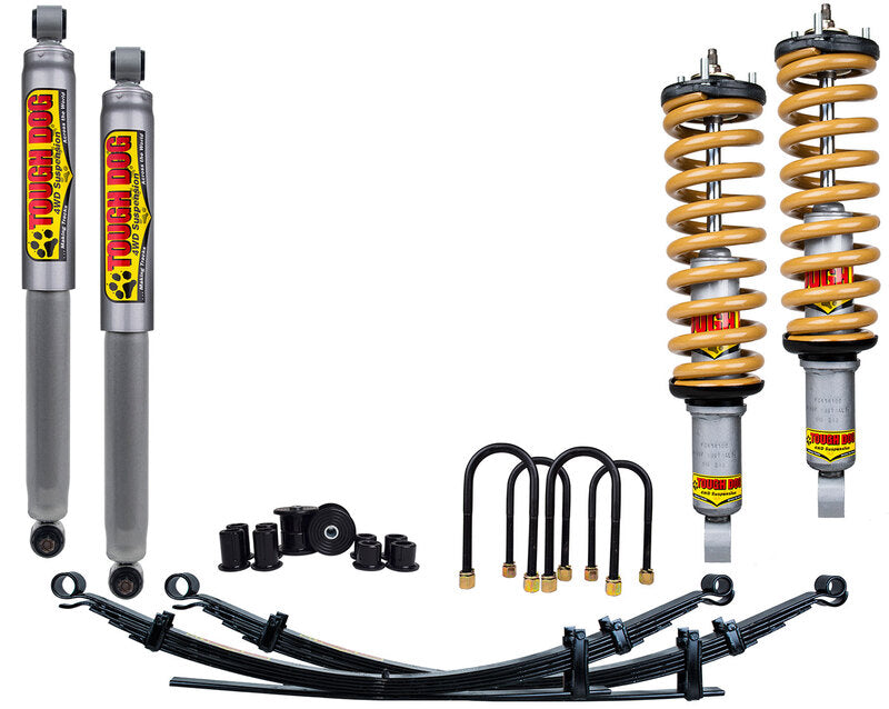 Tough Dog Lift Kit for Navara D40, 12/05-15, 2.5L 4 CYL 4.0L No Bullbar/Alloy Bullbar, Shocks: 40mm Adjustable,Assembled, Rear: Heavy 500Kgs Constant