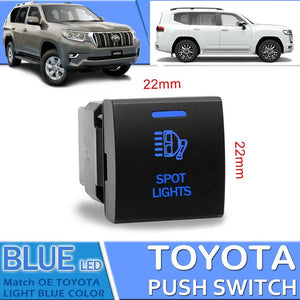 SPOT LIGHTS SWITCH for Toyota Landcruiser 300 Series, Prado 150s, Hiace & RAV-4 New Switch Blue ON-OFF